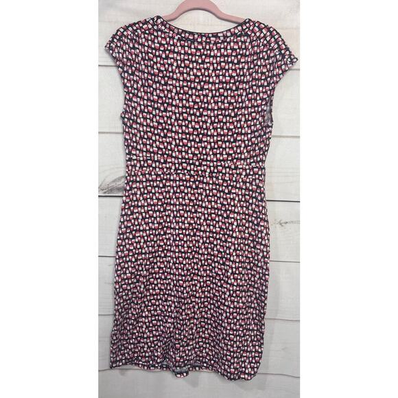 Boden Women's Cap Sleeve Gathered Waist Dress Navy Pink‎ White Print Size 12 - Picture 2 of 6